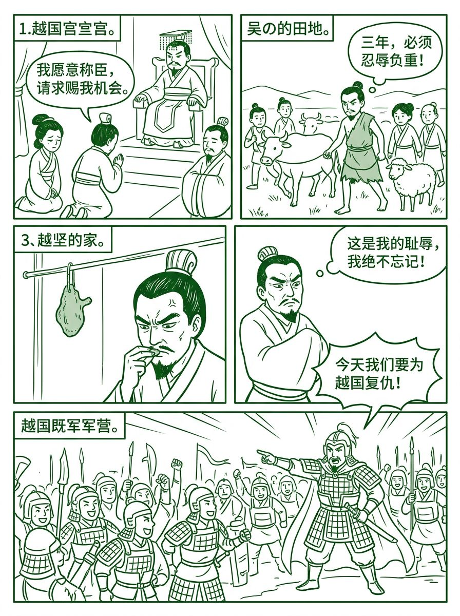 绿色简笔线条
